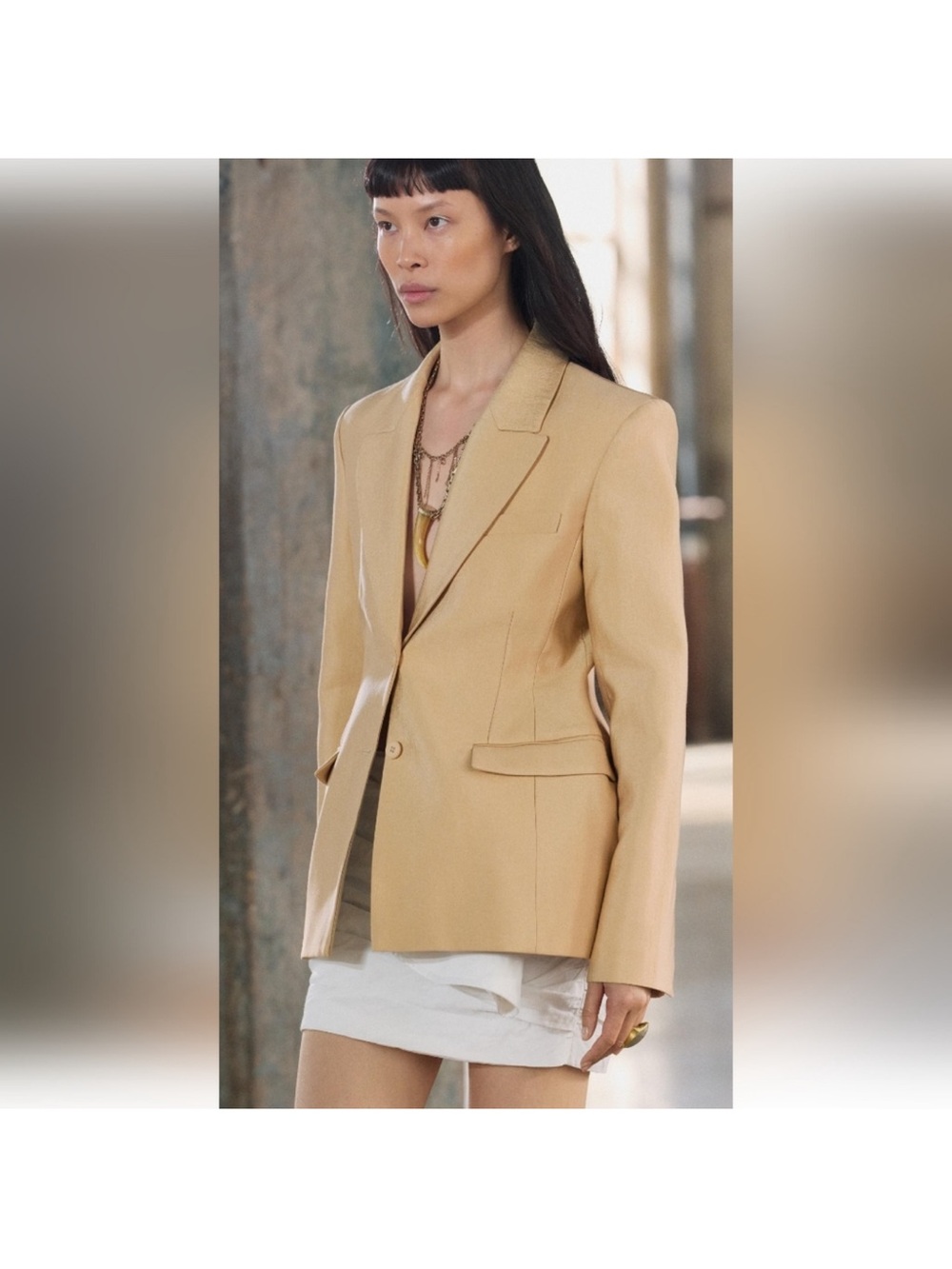 Zara Light Beige Tailored Blazer Jacket
